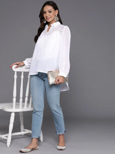 Self Design Shirt Collar Tunic-AHTUGRGL-8174